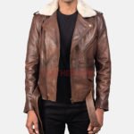 Men Furton Brown Leather Biker Jackets