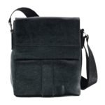 jet black leather hand beg