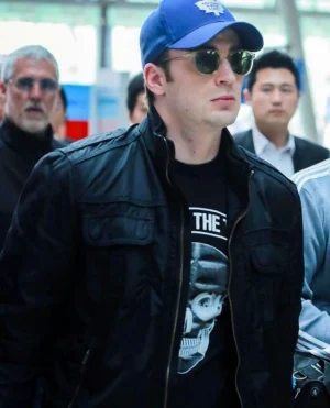 Chris-Evans-Wearing-Black-Leather-Jacket