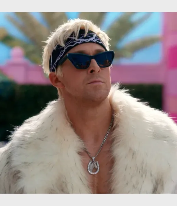 Ken-Barbie-Movie-2023-Ryan-Gosling-White-Faux-Fur-Coat