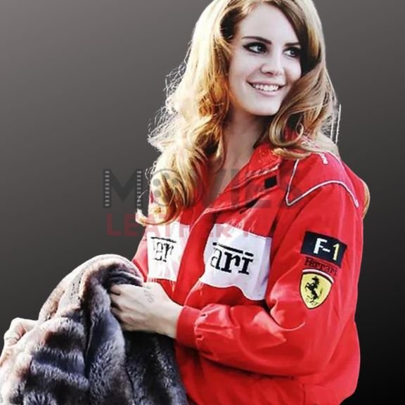 Lana del Rey Ferrari Women's Red and Black Jacket first look
