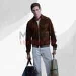 Eddie Redmayne Brown Suede Coat