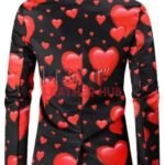 Valentine’s Day Hearts Printed Black Blazer