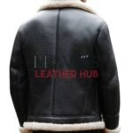 Axis Black Leather Bomber Jacket with Faux Shearling Lining