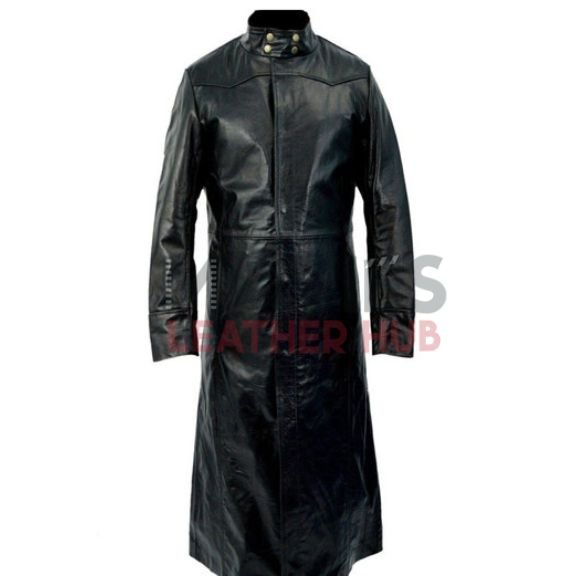 Keanu_Reeves_Black_Leather_Matrix_Neo_Trench_Coat_leather_on_sale_front