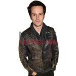 Andrew Scott Distressed Brown Leather Jacket