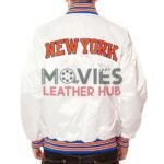 NY Knicks White Satin Jacket