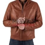 Zephyr Tan Leather Biker Jacket