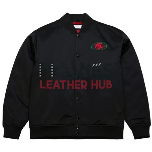 49ers Black Excellence Satin Varsity Jacket