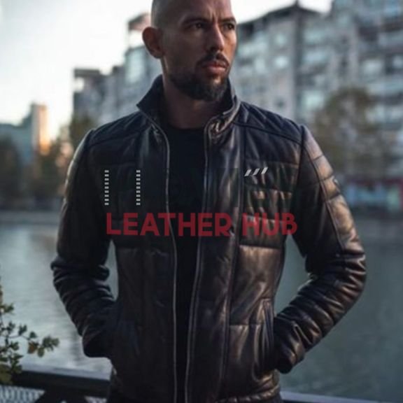 Andrew Tate Black Puffer Leather Jacket