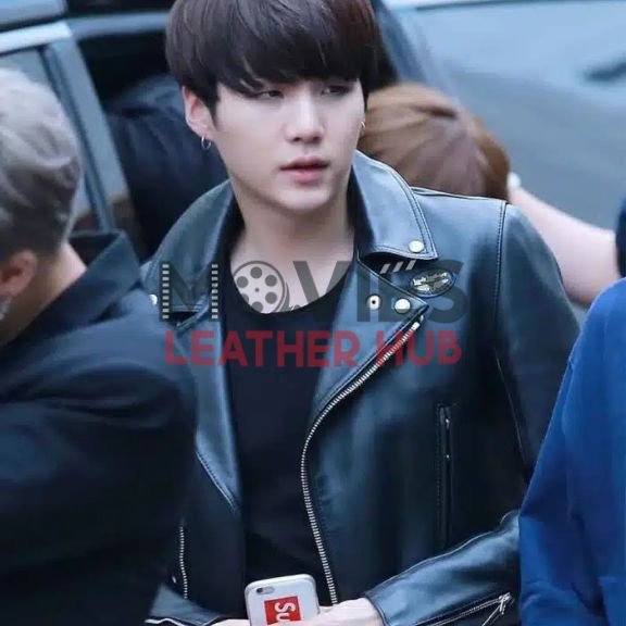 BTS Suga Black Leather Jacket