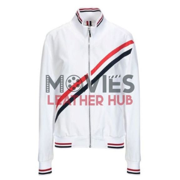 Men’s Strip White Bomber Jacket