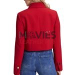 Women’s Button Down Red Cropped Wool Jacket