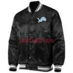 Black NFL Team Detroit Lions Satin Jacket