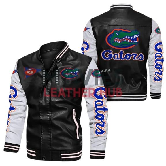 Black White Florida Gators Leather Jacket