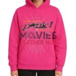 Pink Spider Web Printed Hoodie