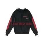 Red Chrome Heart Hoodie with Horseshoe Logo