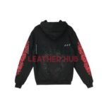 Red Chrome Heart Hoodie with Horseshoe Logo
