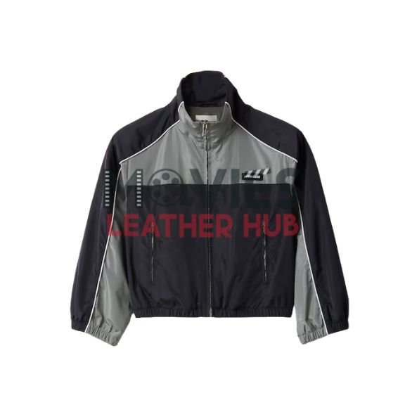 Technical silk zipper blouson jacket