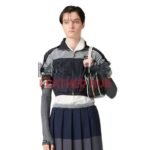 Technical silk zipper blouson jacket