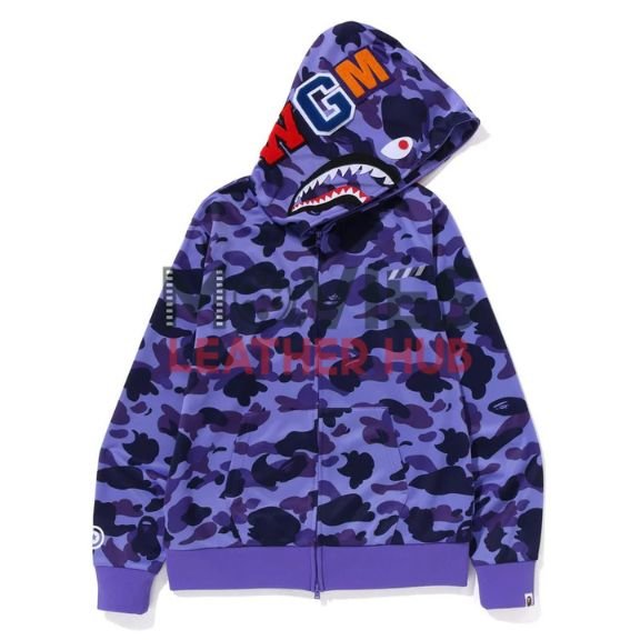Bape 1ST Camo Jersey Shark Full Zip Hoodie