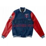Minnesota Twins Blue and Red Wool/Leather Letterman Jacket