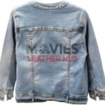 Kedera Collarless 3/4 Sleeve Cropped Denim Jacket