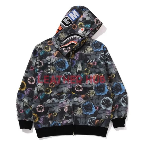 Bape Floral Camo Shark Relaxed Fit Full Zip Hoodie