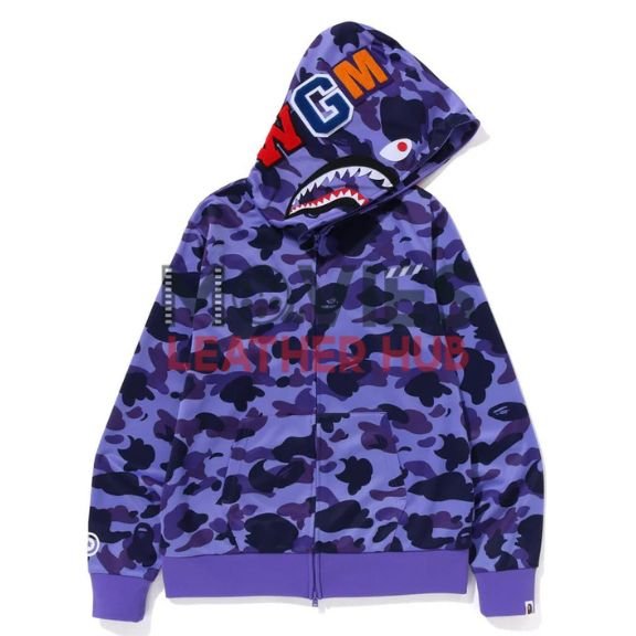 BAPE Camo Jersey Shark Full Zip Hoodie
