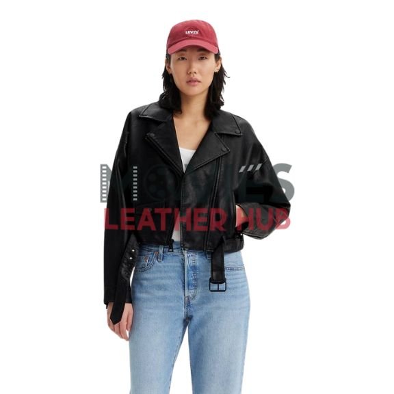Belted Crop Moto Jacket