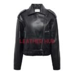 Cropped Vegan Leather Moto Jacket