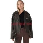 Cropped Vegan Leather Moto Jacket