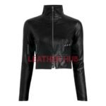 Faux Leather Cropped Biker Jacket