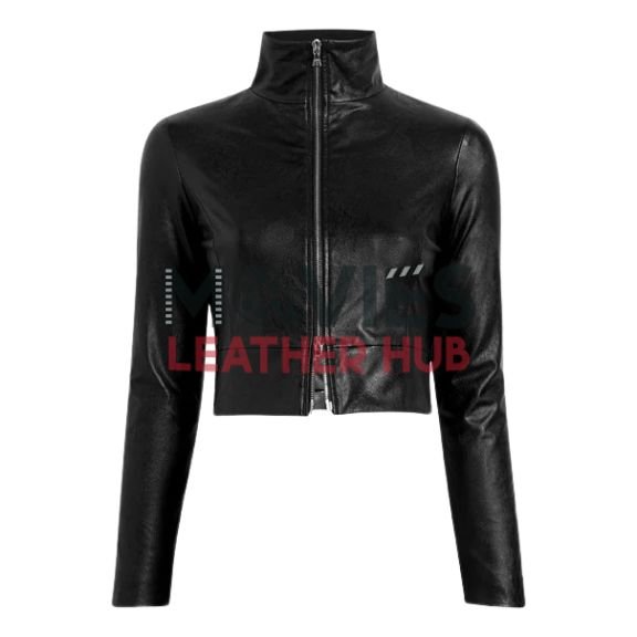 Faux Leather Cropped Biker Jacket
