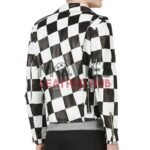 Men’s Motorcycle Checkerboard Leather Jacket