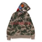 Bape Layered Line Camo Shark Full Zip Hoodie
