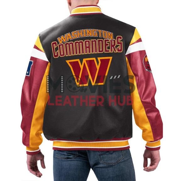 Washington Commanders Black Varsity Full-Zip Leather Jacket
