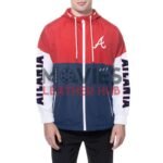 Atlanta Braves Color Block Navy/Red Hoodie Windbreaker