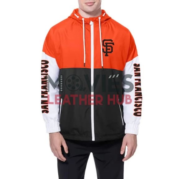 San Francisco Giants Color Block Black/Orange Hoodie Windbreaker
