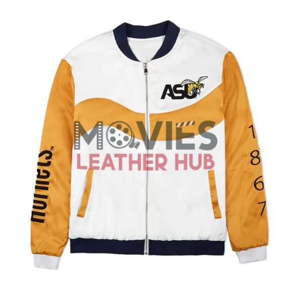 Alabama State University Bomber White and Gold Satin Jacket