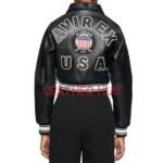 Americans Avirex USA Black Leather Bomber Jacket