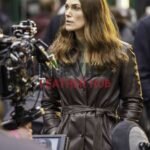 Black Doves 2024 Keira Knightley Brown Leather Coat