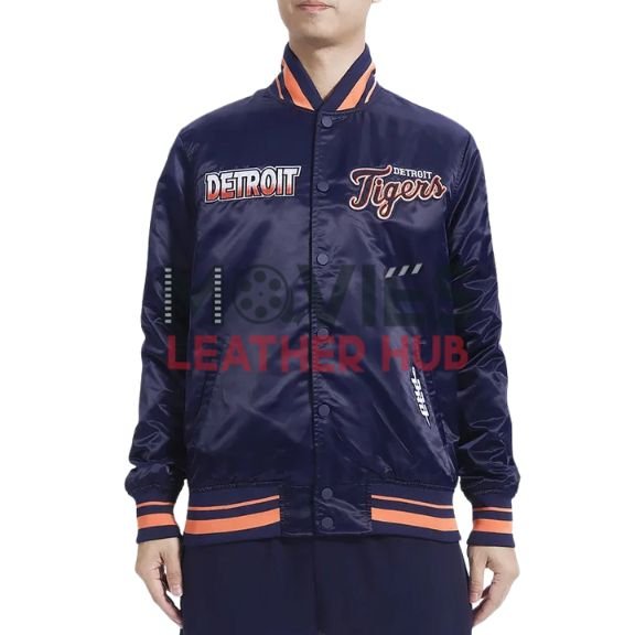 Detroit Tigers Turn It Up M Classic Rib Navy Satin Jacket