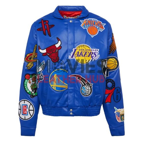 Jeff Hamilton NBA Collage Vegan Leather Jacket