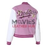 LA Dodgers Women’s MLB Floral Dark Pink Varsity Jacket