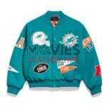 Miami Dolphins Pennant Teal Varsity Wool Jacket