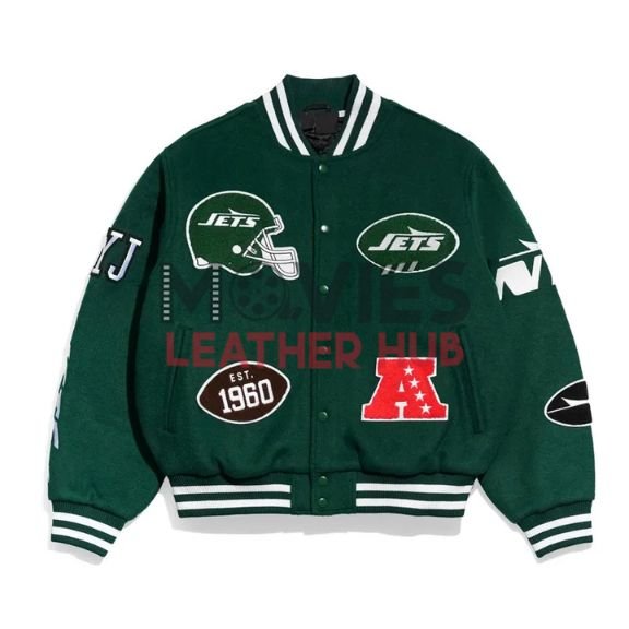 NY Jets Pennant Green Varsity Wool Jacket