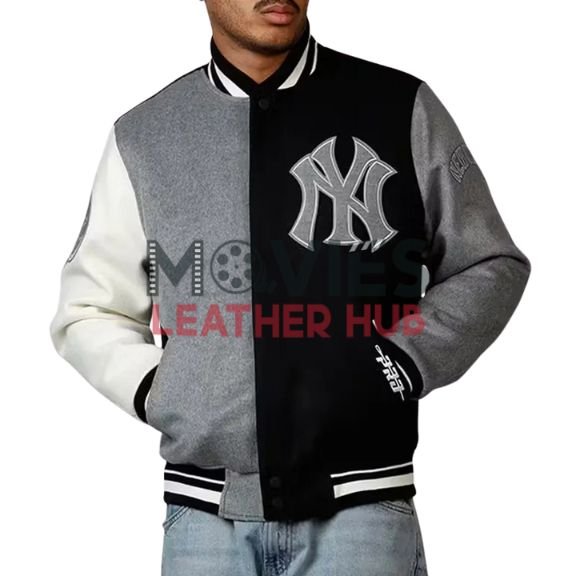 NY Yankees Reverse French Terry Varsity Wool Jacket