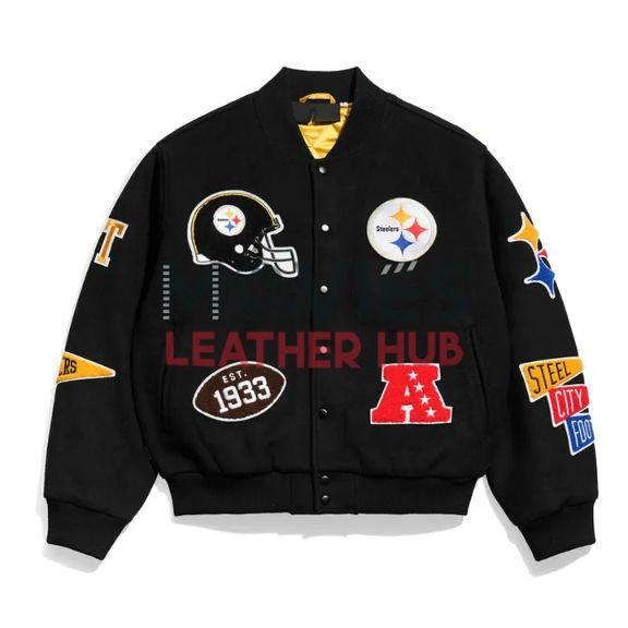 Pittsburgh Steelers Pennant Black Varsity Wool Jacket