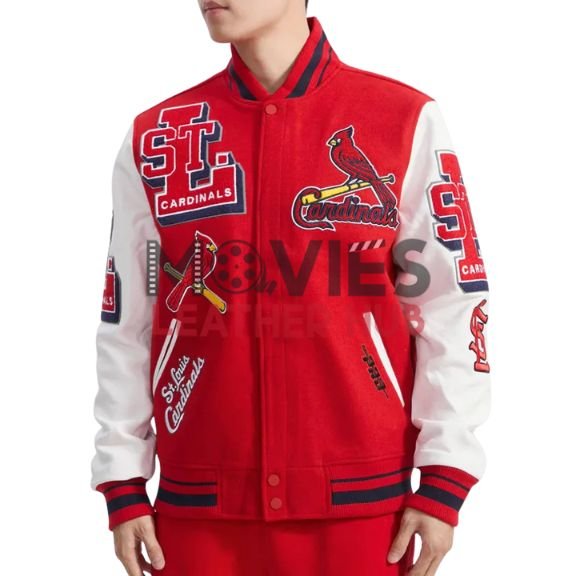 St. Louis Cardinals Red and White Mashup Varsity Jacket